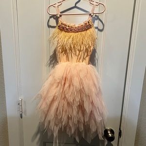 Lola and the Boys pink diamonds and pearls, feather and tulle dress 4